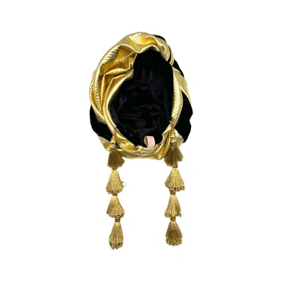 Julia Clancey Women's Gold / Black New Zia Jet & Golden Dorado Reversible Turban
