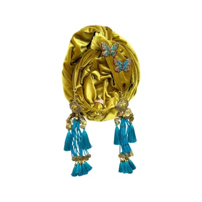 Julia Clancey Women's Gold / Blue Mustard Butterfly Dream Turban