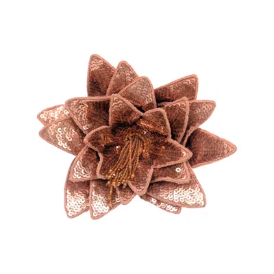 Julia Clancey Women's Gold Bronze Sequin Lapel Flower Brooch
