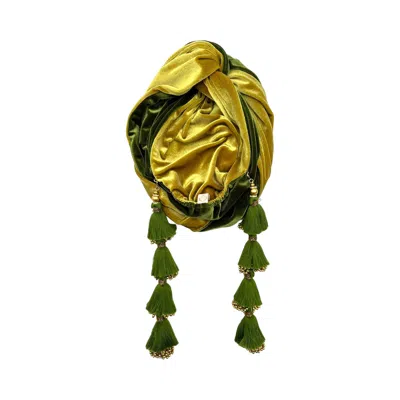 Julia Clancey Women's Gold / Green Gold & Olive Dorado Reversible Turban