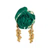 Julia Clancey Women's Gold / Green Kelly Velour Brocade Chacha Reversible Turban In Multi