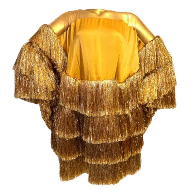 Julia Clancey Women's Gold Luxe Almond Backless Frou Dress