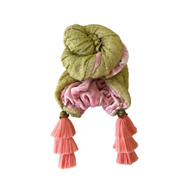 Julia Clancey Women's Gold / Pink Edith Glitz Shimmy Pink Peach Swinglette Turban In Gold/pink