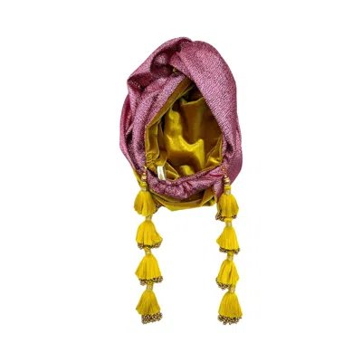 Julia Clancey Women's Gold / Pink / Purple Pink Snazzy & Golden Velour Reversible Dorado Turban