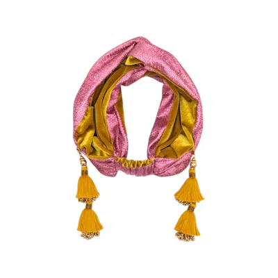 Julia Clancey Women's Gold / Pink / Purple Snazzy Pink Mustard Didi Dorado Turban Twist