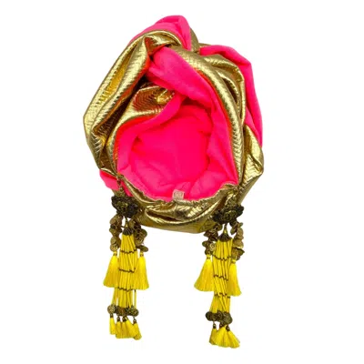Julia Clancey Women's Gold / Pink / Purple Zia Terry Flouro Dream Reversible Turban