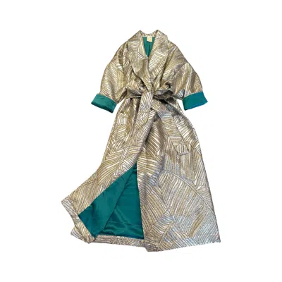 Julia Clancey Women's Gold / Silver Luxe Silver Palm Opera Dress Coat In Gold/silver