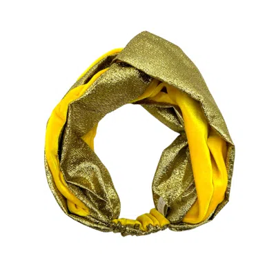 Julia Clancey Women's Gold / Yellow / Orange Snazzy Sunshine Turban Twist Headband In Gray