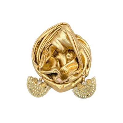 Julia Clancey Women's Gold Zia Mirrored Peacock Turban