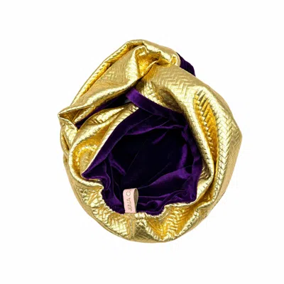 Julia Clancey Women's Gold Zia Plum Reversible Velour Turban