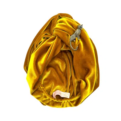 Julia Clancey Women's Golden Leopard Turban In Yellow