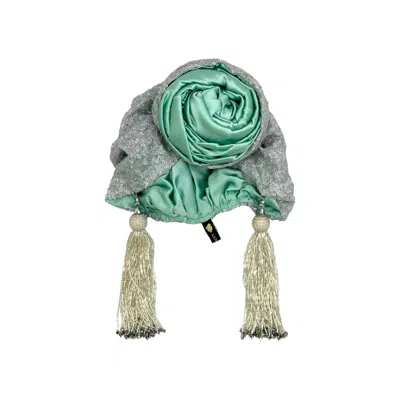 Julia Clancey Women's Green Edith Glitz Sage Luxe Reversible Turban