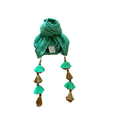 Julia Clancey Women's Green Edith Silk Jade Dorado Reversible Turban
