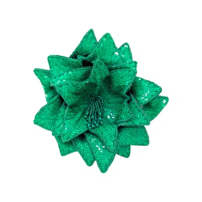 Julia Clancey Women's Green Emerald Sequin Lapel Flower Brooch