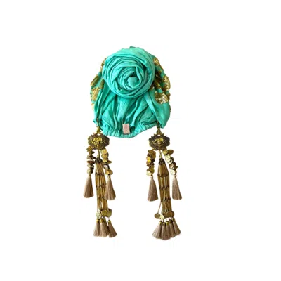 Julia Clancey Women's Green Jade Edith Hotty Dream Leopard Sequin Turban