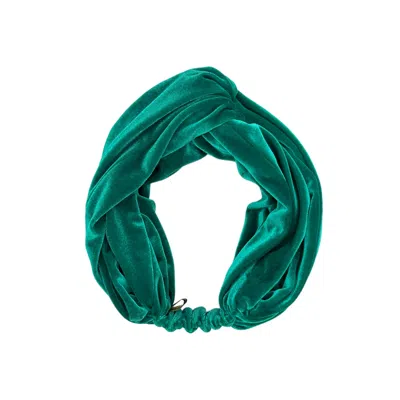 Julia Clancey Women's Green Jade Velour Turban Twist Headband