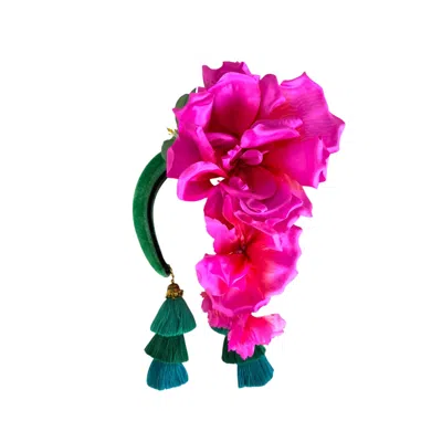 Julia Clancey Women's Green Peony Pink & Golden Orchid Flower Band In Multi