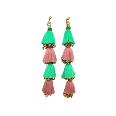 Julia Clancey Women's Green / Pink / Purple Dusky Mint Dorado Tassels
