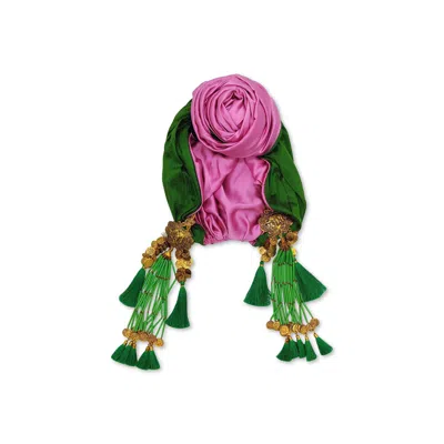 Julia Clancey Women's Green / Pink / Purple Edith Lottie Kelly Rose Dream Turban In Multi