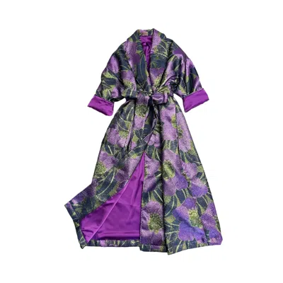 Julia Clancey Women's Green / Pink / Purple Luxe Violet Floral Opera Dress Coat In Multi
