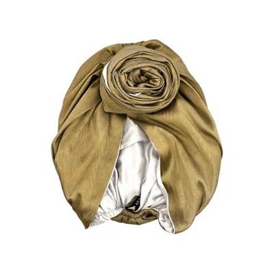 Julia Clancey Women's Grey / Brown Edith Chocolate & Silver Silk Reversible Turban In Multi