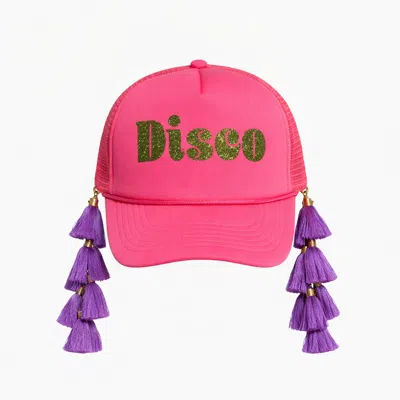 Julia Clancey Women's Hot Pink Tasseltastic Disco Trucker Cap