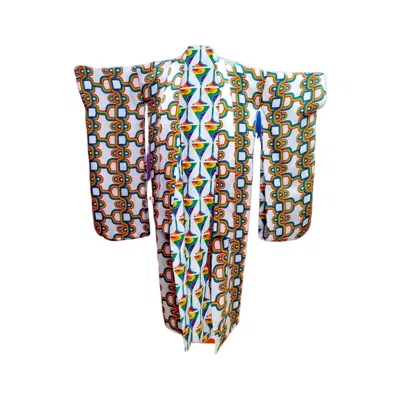 Julia Clancey Women's  Linen Reversible Kimono - Lydy & Martini Rainbow In Multi