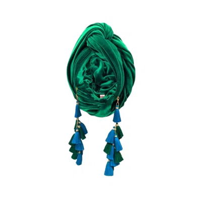 Julia Clancey Women's Kelly Green & Teal Chacha Velour Turban