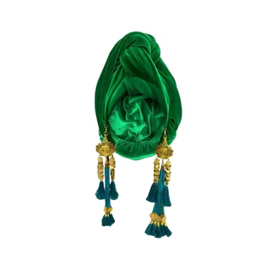 Julia Clancey Women's Kelly Green & Teal Velour Dream Turban