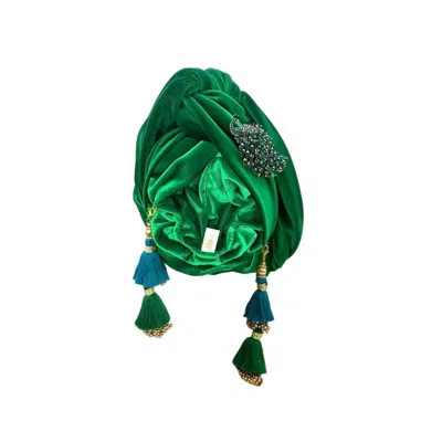 Julia Clancey Women's Kelly Green Peacock Didi Velour Dorado Turban