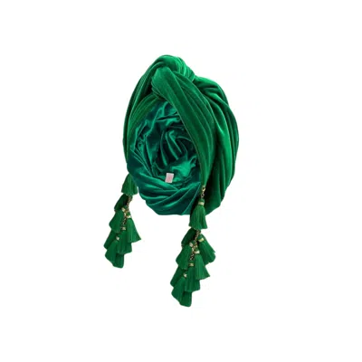 Julia Clancey Women's Miami Kelly Green Chacha Velour Turban