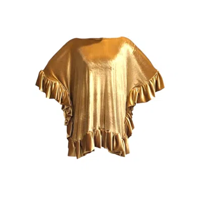 Julia Clancey Women's Mini Ruffle Gold Dress