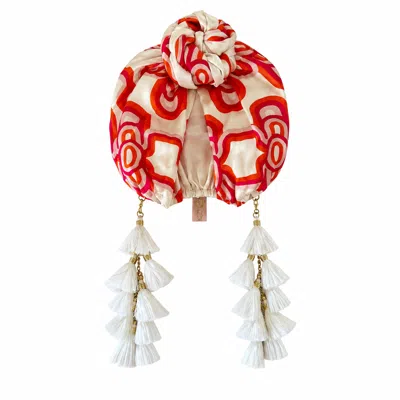 Julia Clancey Women's Orange Edith Silk Chacha Olympia Reversible Turban