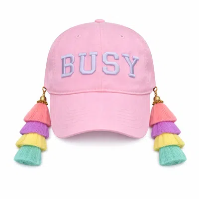 Julia Clancey Women's Pink Busy Tasseltastic Tassel Baseball Cap
