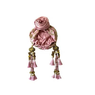 Julia Clancey Women's Pink Edith Dream Leopard Dusky Beaded Turban