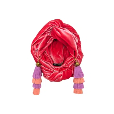 Julia Clancey Women's Pink Flamingo Coral Lilac Swinglette Velour Turban