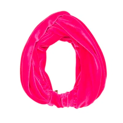 Julia Clancey Women's Pink Hotty Velour Turban Twist Headband