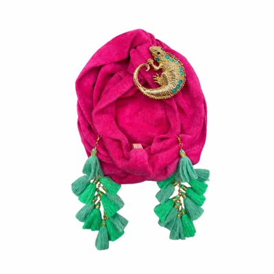 Julia Clancey Women's Pink Iguana Terry Chacha Turban In Multi
