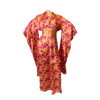 Julia Clancey Women's Pink  Reversible Silk Kimono - Olympia Fondant & Lydy Lilac