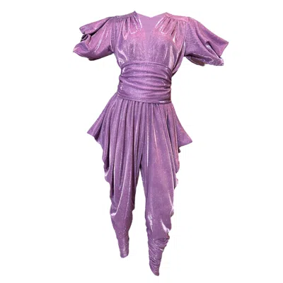 Julia Clancey Women's Pink / Purple Carmenita Lilac Sparkles Jumpsuit Set