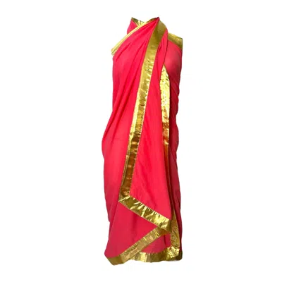 Julia Clancey Women's Pink / Purple Cotton Voile  Hot Pink Pendant Sarong In Pink/purple