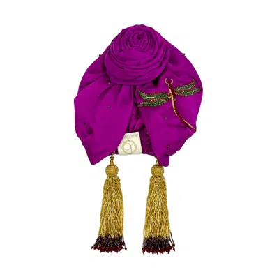 Julia Clancey Women's Pink / Purple Dragonfly Plum Luxe Turban