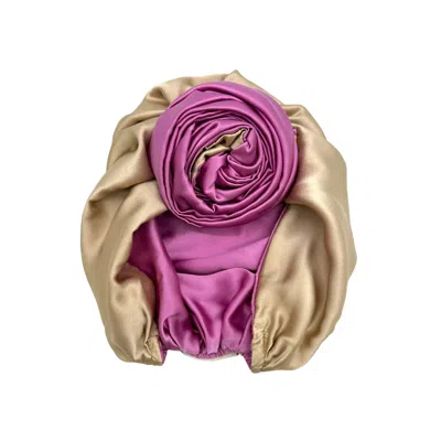 Julia Clancey Women's Pink / Purple Edith Lilac Champagne Reversible Turban In Gold