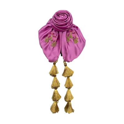 Julia Clancey Women's Pink / Purple Edith Love Birds Lilac Silk Dorado Turban