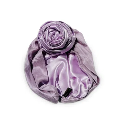Julia Clancey Women's Pink / Purple Edith Silk Satin Reversible Lilac Turban In Gray