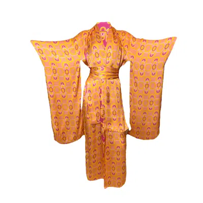 Julia Clancey Women's Pink / Purple Fondant  Olympia Reversible Silk Kimono In Orange