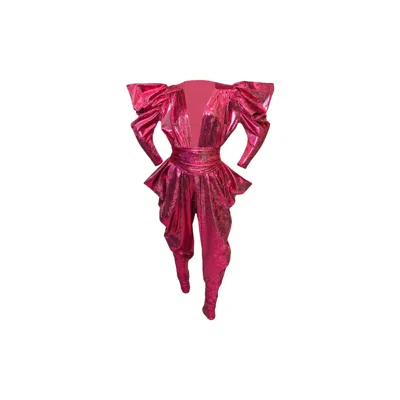 Julia Clancey Women's Pink / Purple Gloria Hot Pink Snakeskin Jumpsuit Set