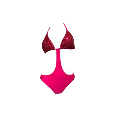 Julia Clancey Women's Pink / Purple Hot Pink  Sequin Monokini In Pink/purple