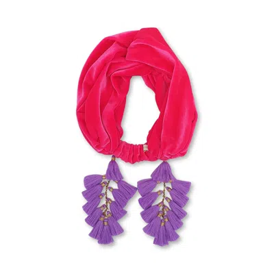 Julia Clancey Women's Pink / Purple Hotty Chacha Turban Twist Headband In White