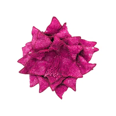 Julia Clancey Women's Pink / Purple Hotty Pink Sequin Flower Lapel Brooch